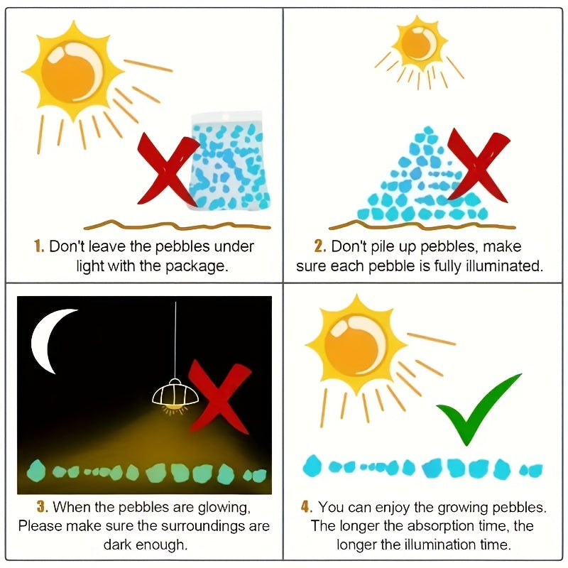 200pcs Luminous Stones Garden Fish Tank Gravel Outdoor Decoration