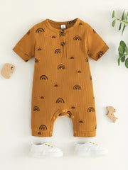 Boys Girls Cartoon Print Romper Jumpsuit Unisex Baby Clothes