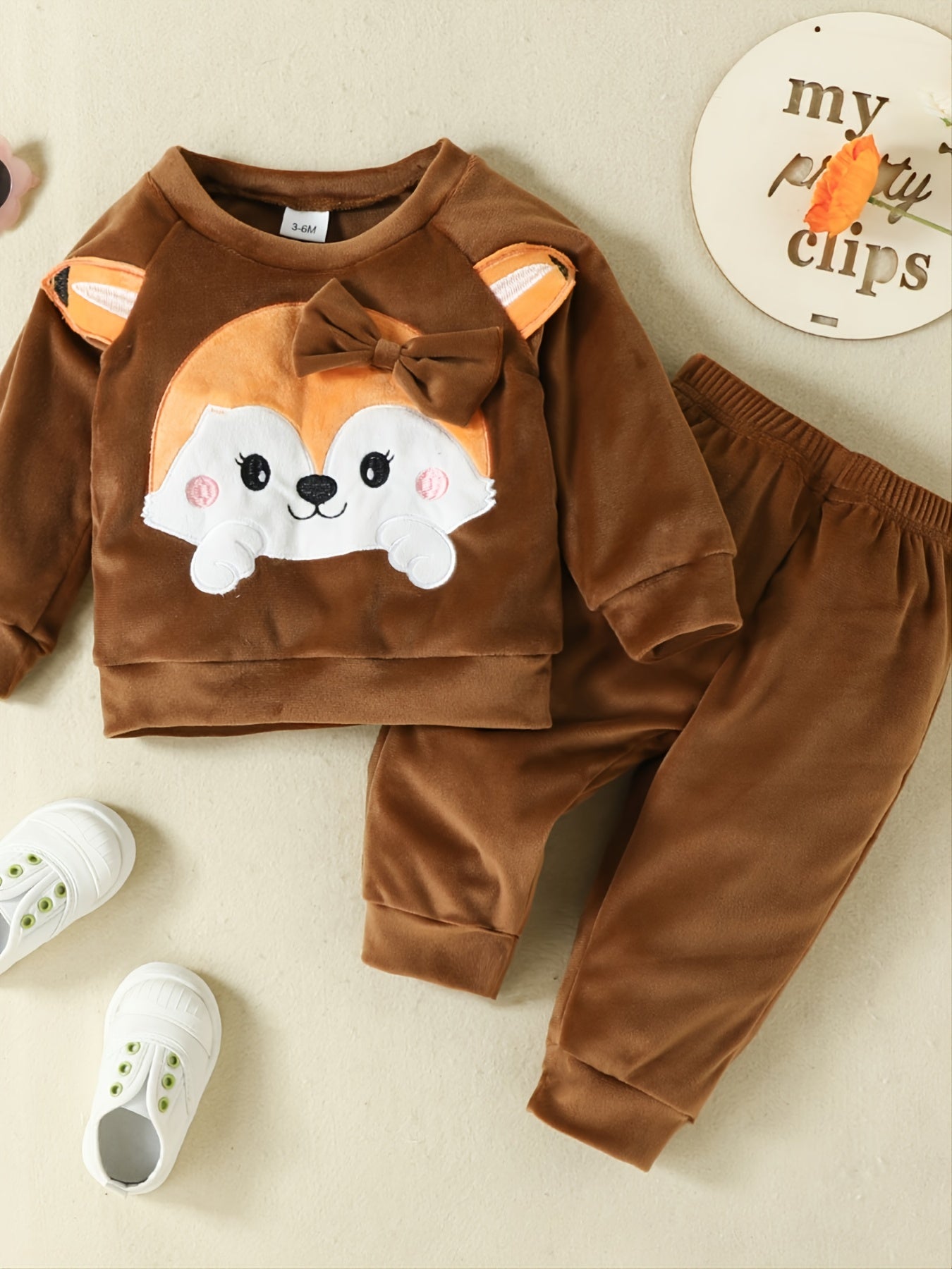 Girls' Fox Print Long Sleeved Trousers Set