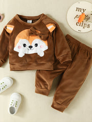 Girls' Fox Print Long Sleeved Trousers Set