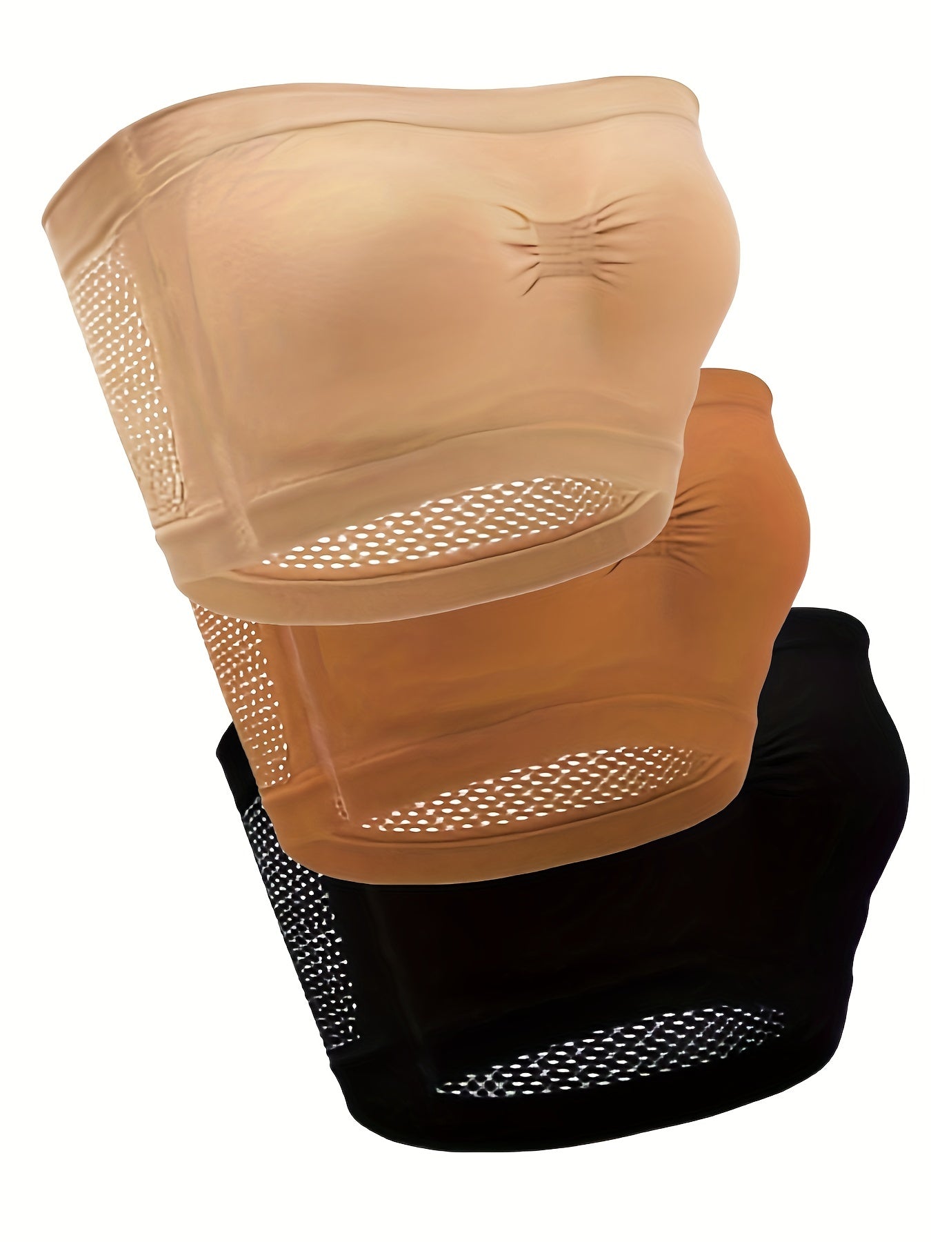 3pcs Strapless Bandeau Bras Hollow Out Stretch Bra Women's Lingerie