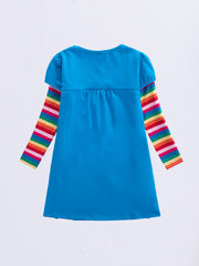 Girls Butterfly Embroidered Dress Long Sleeve