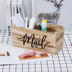 Retro Wooden Storage Box Mail Organizer