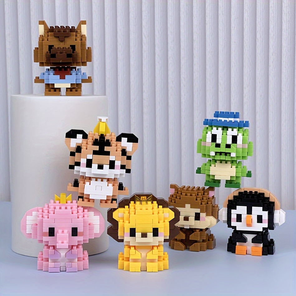 12pcs Mini Animal Building Blocks Set - Lion Elephant Goat Chicken