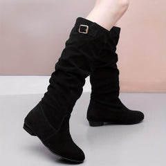 Women's Slouch Knee High Boots Buckle Decor Long Boots
