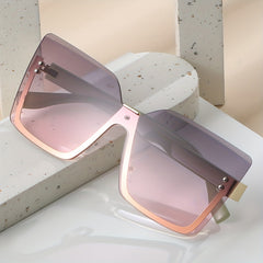 Oversized Rimless Sunglasses Gradient Lens Casual Square Glasses