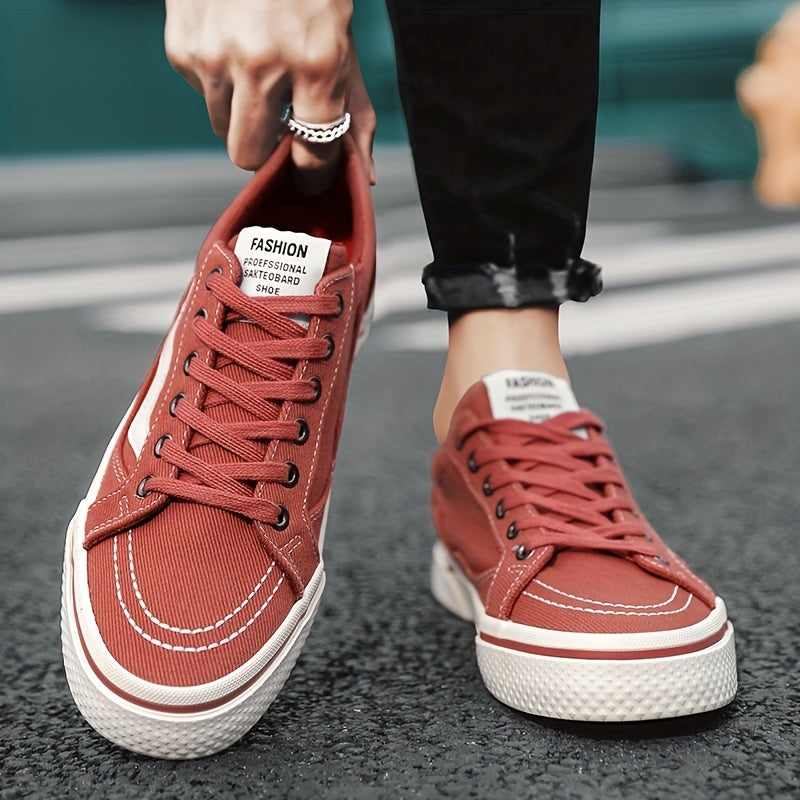 Men's Lace up Canvas Sneakers Skate Shoes Good Grip