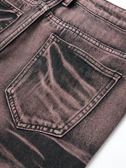 Y2k Tie Dye Ripped Jeans Men's Casual Street Style Denim Pants