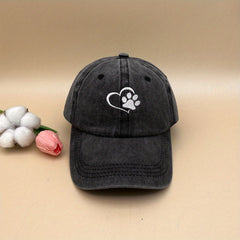 Heart Paw Print Embroidered Baseball Cap