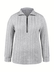 Ribbed Long Sleeve Knit Top with Zipper