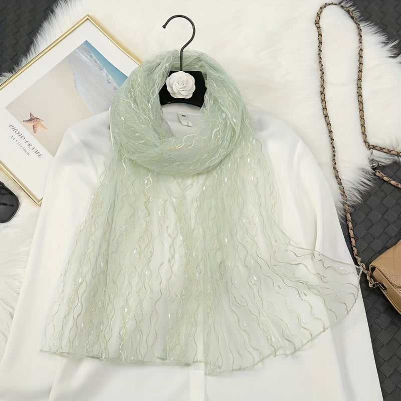 Hot Stamping Gauze Scarf Hijab Solid Thin Shawl Boho Head Wrap