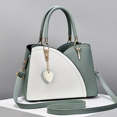 Colorblock Tote Bag Faux Leather Top Handles Women's Shoulder Bag