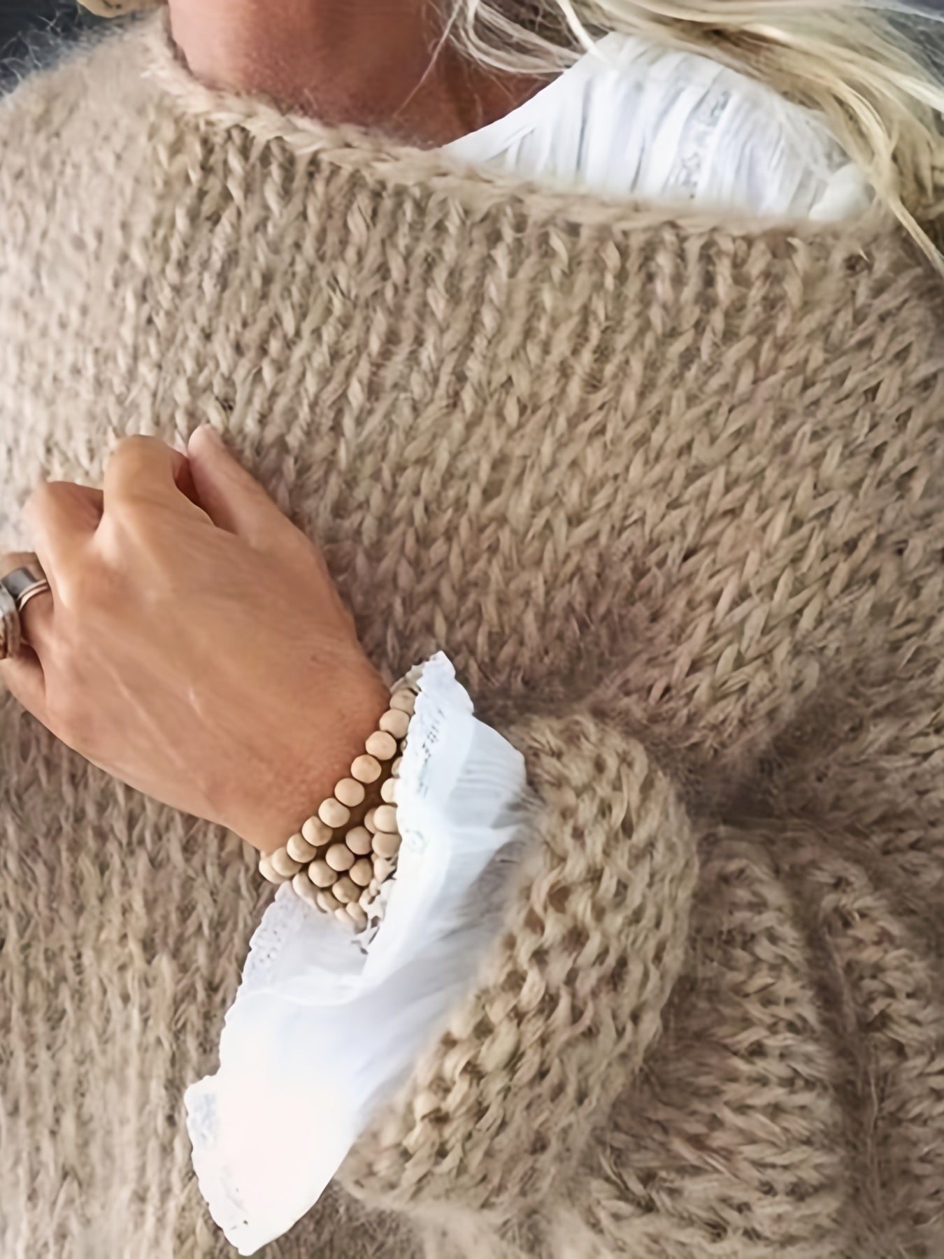 Casual Solid Round Neck Long Sleeve Sweater
