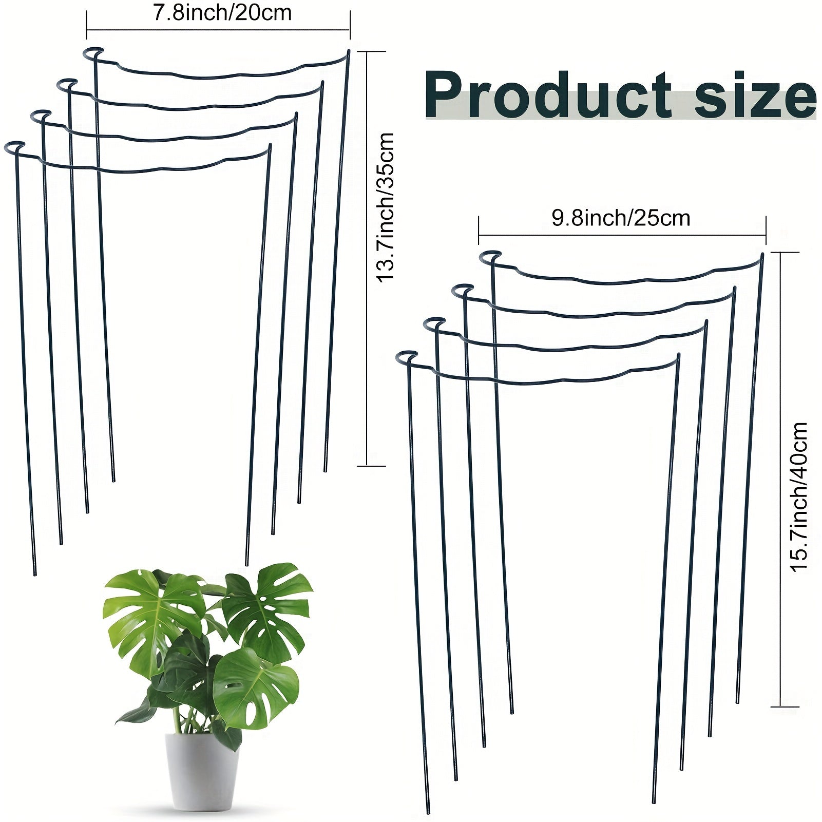 Metal Garden Plant Support Stakes Semi Wavy Outdoor Ring Cage for Tomatoes