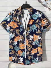 Hawaii Tropical Leaf Graphic Print Men's Casual Top Shirt