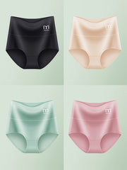 4 Pcs Women's Cotton Full Coverage Briefs Comfortable Tummy Control Panties