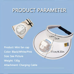 Summer Cap With Cooling Fan 3 Gears Of Speed Adjustable Fan