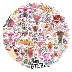 50pcs Uterus Flower Stickers Self-adhesive Waterproof DIY Doodle Stickers