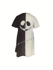 Halloween Dress Women's Plus Funny Face Print Maxi Dress