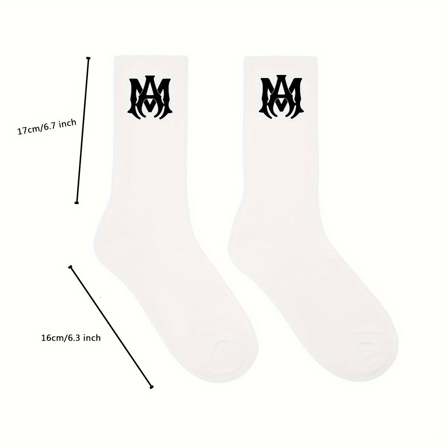 2 Pairs Cotton Crew Socks for Men Women