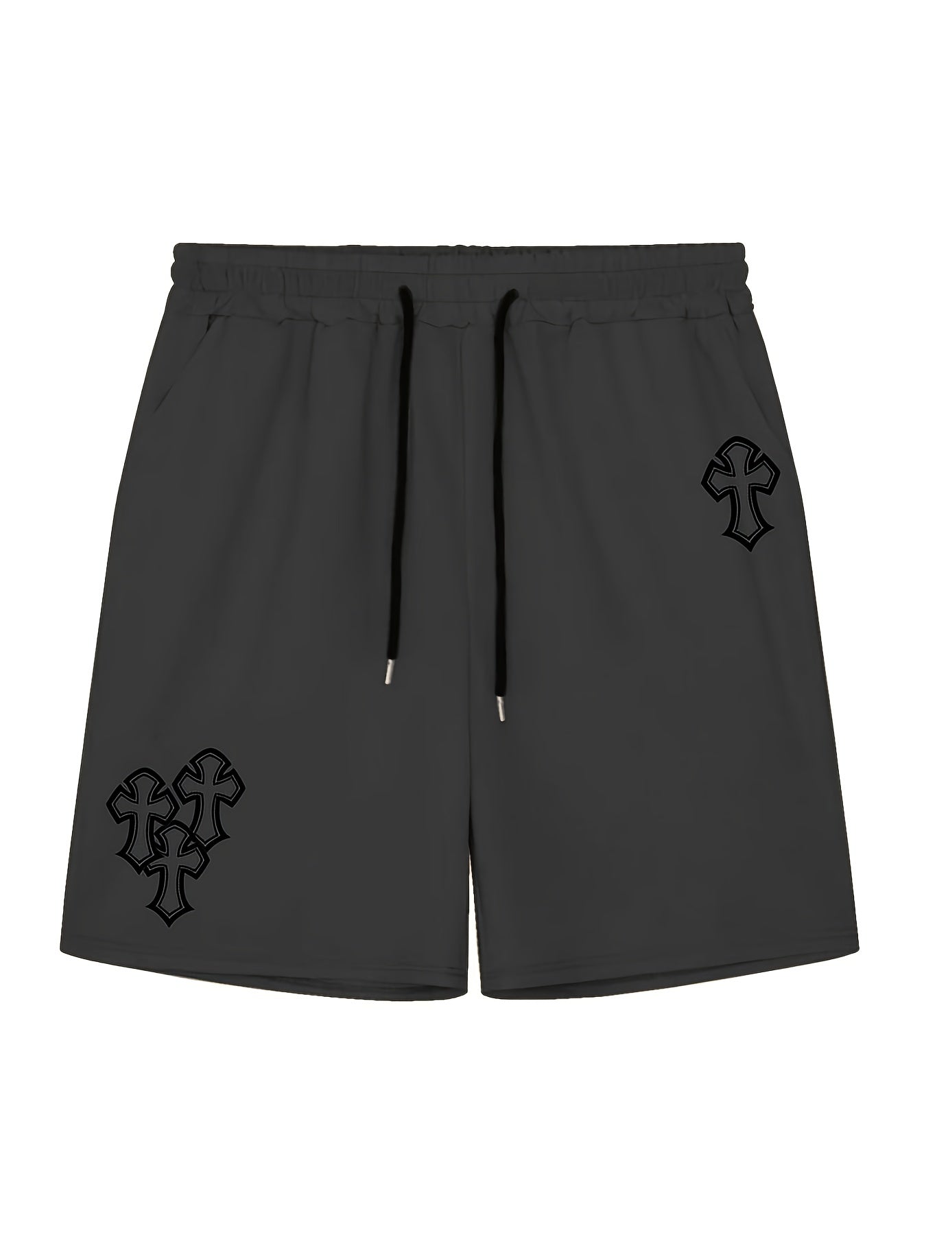 Men's Cross Print Casual Shorts Elastic Waist Gym Short Pants Spring