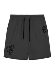 Men's Cross Print Casual Shorts Elastic Waist Gym Short Pants Spring