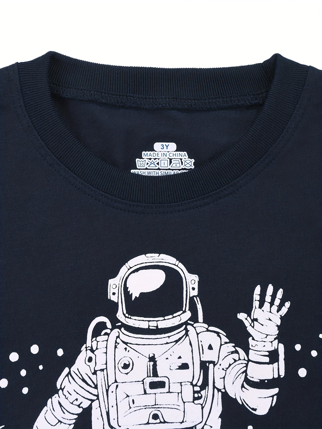 Kid's Astronaut Pattern PJ Set Long Sleeve Top & Pants