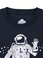 Kid's Astronaut Pattern PJ Set Long Sleeve Top & Pants