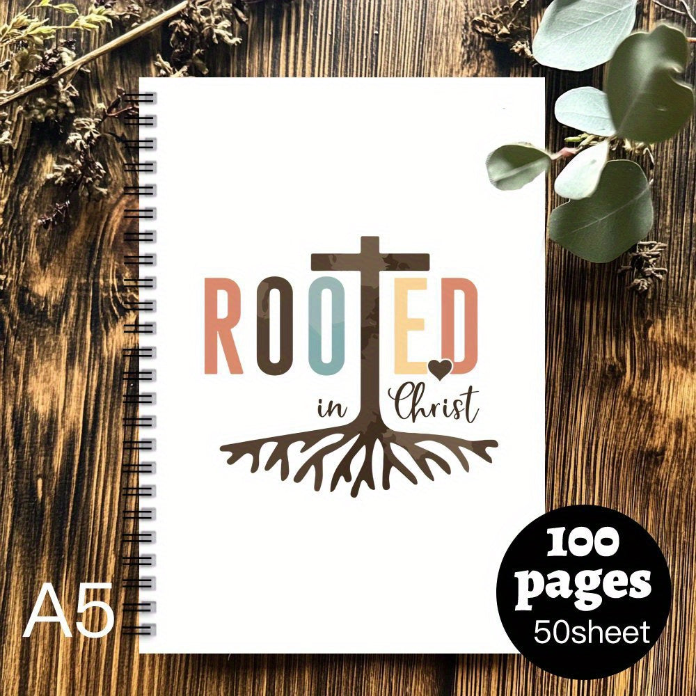 Inspirational Rooted in Christ Spiral Notebook Mixed Colors 100 Pages