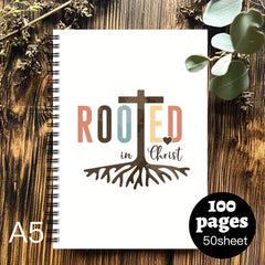 Inspirational Rooted in Christ Spiral Notebook Mixed Colors 100 Pages