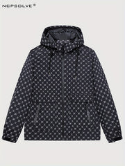 Men's Monogram Lightweight Hooded Windbreaker Jacket Coat