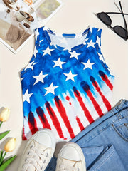 Star & Stripe Print Tank Top Sleeveless for Summer