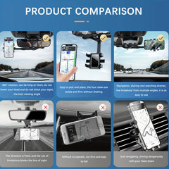 Car Phone Holder Rearview Mirror Mount 360 Rotatable