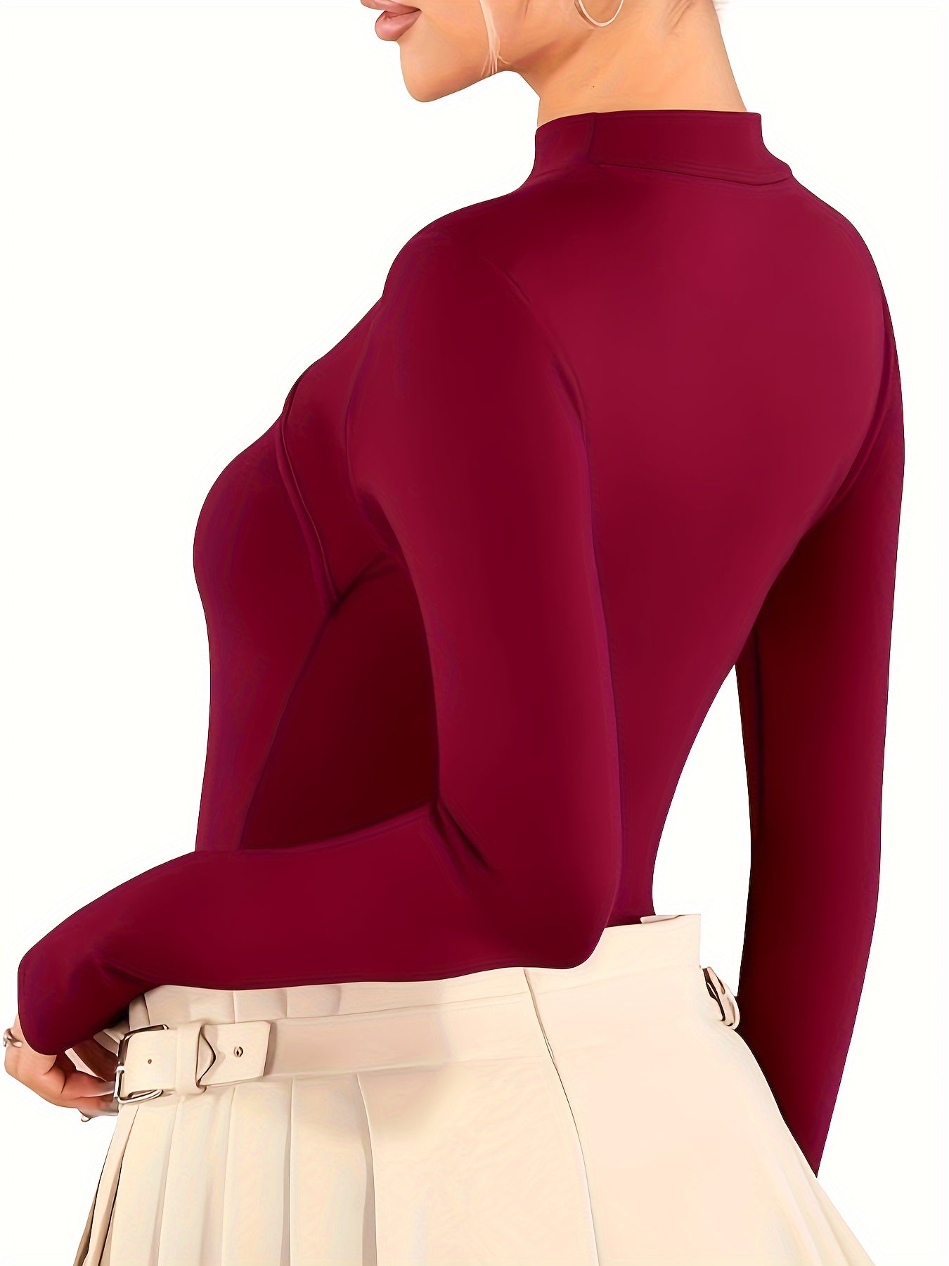 Sexy Cut Out High Neck Bodysuit Long Sleeve Slim Fit