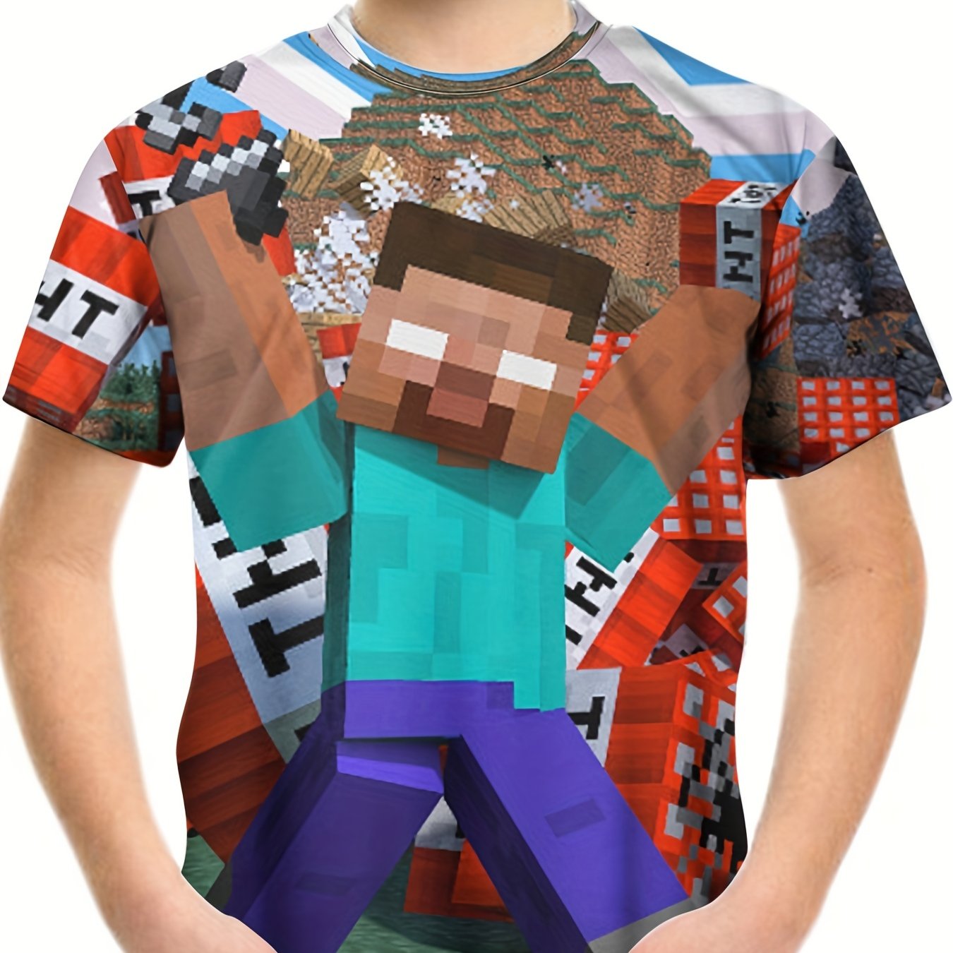 Kids Pop Block Graphic Tees Stylish Boys And Girls 3D Print Casual T shirt
