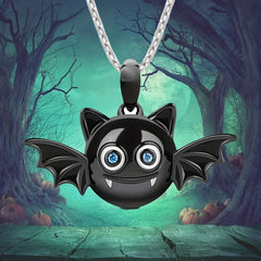 Girl's Bat Pendant Necklace Zircon Halloween Gift
