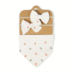 3pcs Bow Headband & Floral Bib Cute Baby Girl Photo Accessories