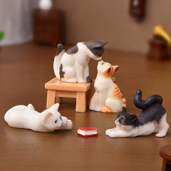 4pcs Dollhouse Cat Models for Miniature Scenes