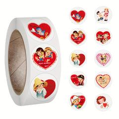 500 Retro Heart Shape Adhesive Stickers Roll Wedding Anniversary Invit