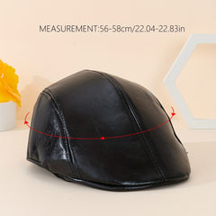Adjustable PU Bright Leather Mens Peaked Cap