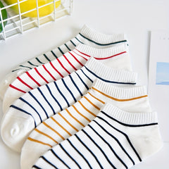 5 Pairs Striped Ankle Socks Lightweight Sports Women's Stockings