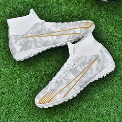 Men's High Top Turf Football Boots Anti skid Lace Up TF Soccer Cleats