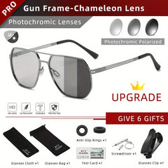 CLLOIO Men's High Photochromic Polarized Sunglasses Anti-glare Driving Glasses