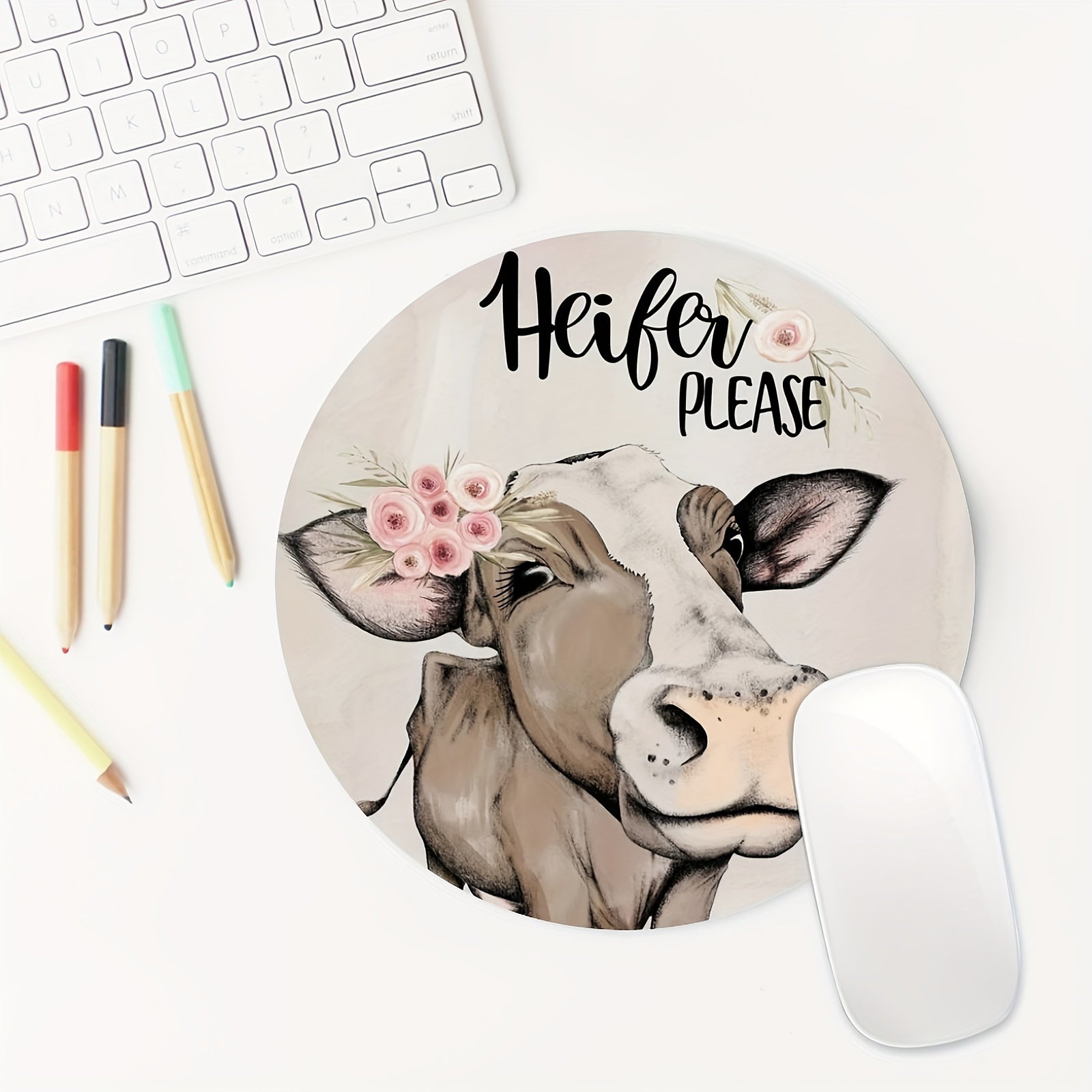 Gaming Mouse Pad for Women 7.8 inch Round Non-Slip Rubber Mouse Mat