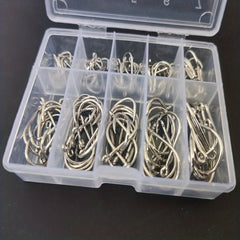 100pcs Carp Fishing Hooks Carbon Steel Storage Box Barbed Secure Hooksets