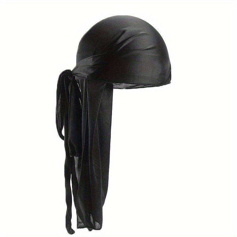 Men's Silky Turban Head Wrap Hat Wig Satin Extra Long Tail