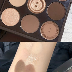 9-Color Eyeshadow Palette Tea Brown Earth Tone Glitter Daily Makeup