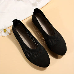 Women's Breathable Knit Flat Shoes Casual Pointed Toe Work Shoes