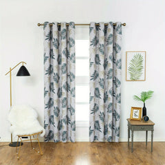 Tropical Leaf Pattern Curtain, Thermal Insulated Window Draperies for Home Deco