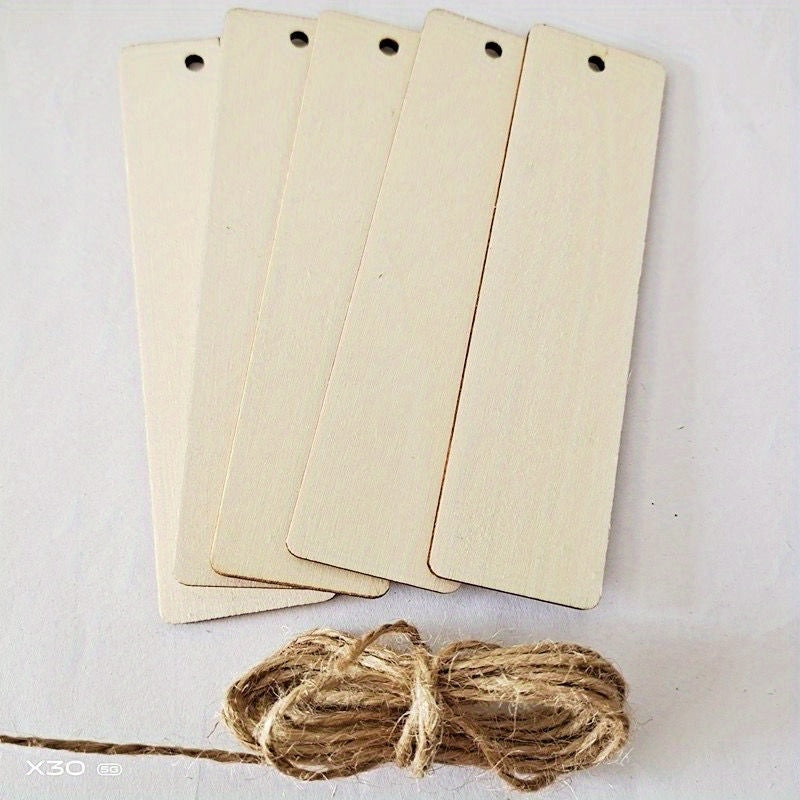 100pcs Wooden Blank Bookmark DIY Wooden Craft Unfinished Wooden Tag List Rectang